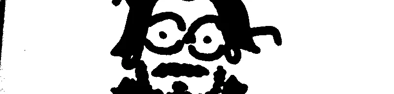 sharpie doodle of a bespectacled balding guy with a beard and triangles coming from his head that could be horns or cat ears