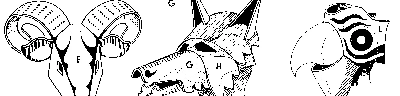 A page from a French papercrafts book showing various animal masks