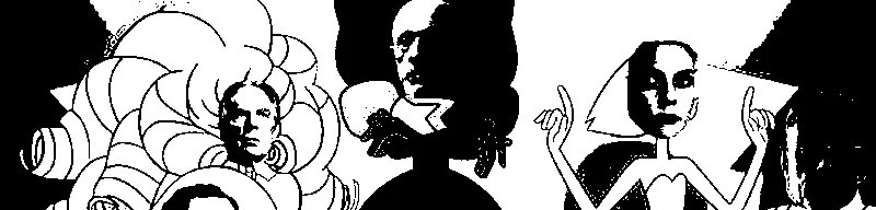 An illustration of characters from Steven Universe with the faces of the actors from Better Call Saul poorly pasted over their heads. The Steven Universe logo has been crudely painted to read SAUL UNIVERSE