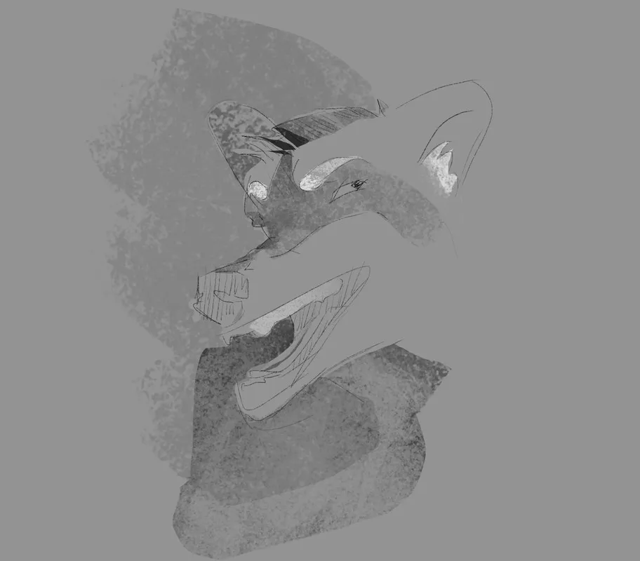 An anthro raccoon man smiling