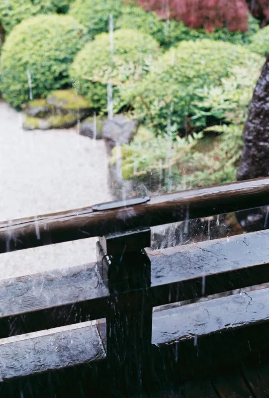rain falling on a banister
