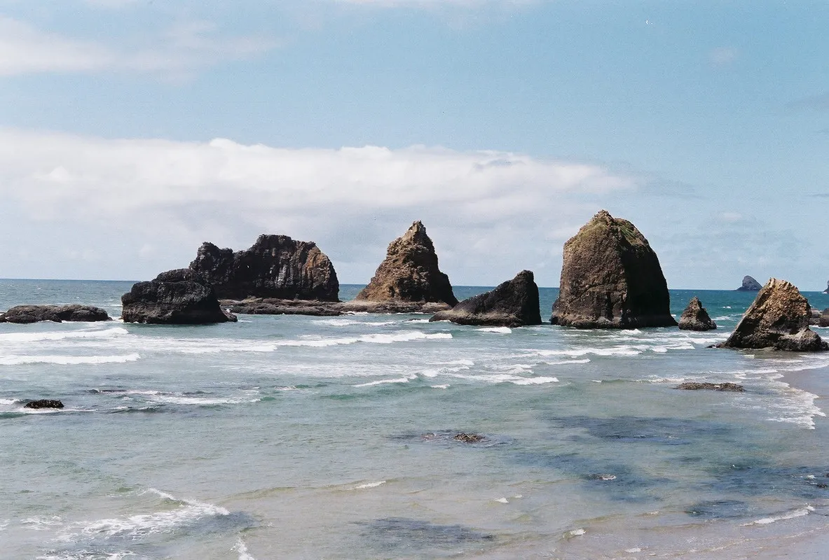 rocky extrusions on the coast of Oregon