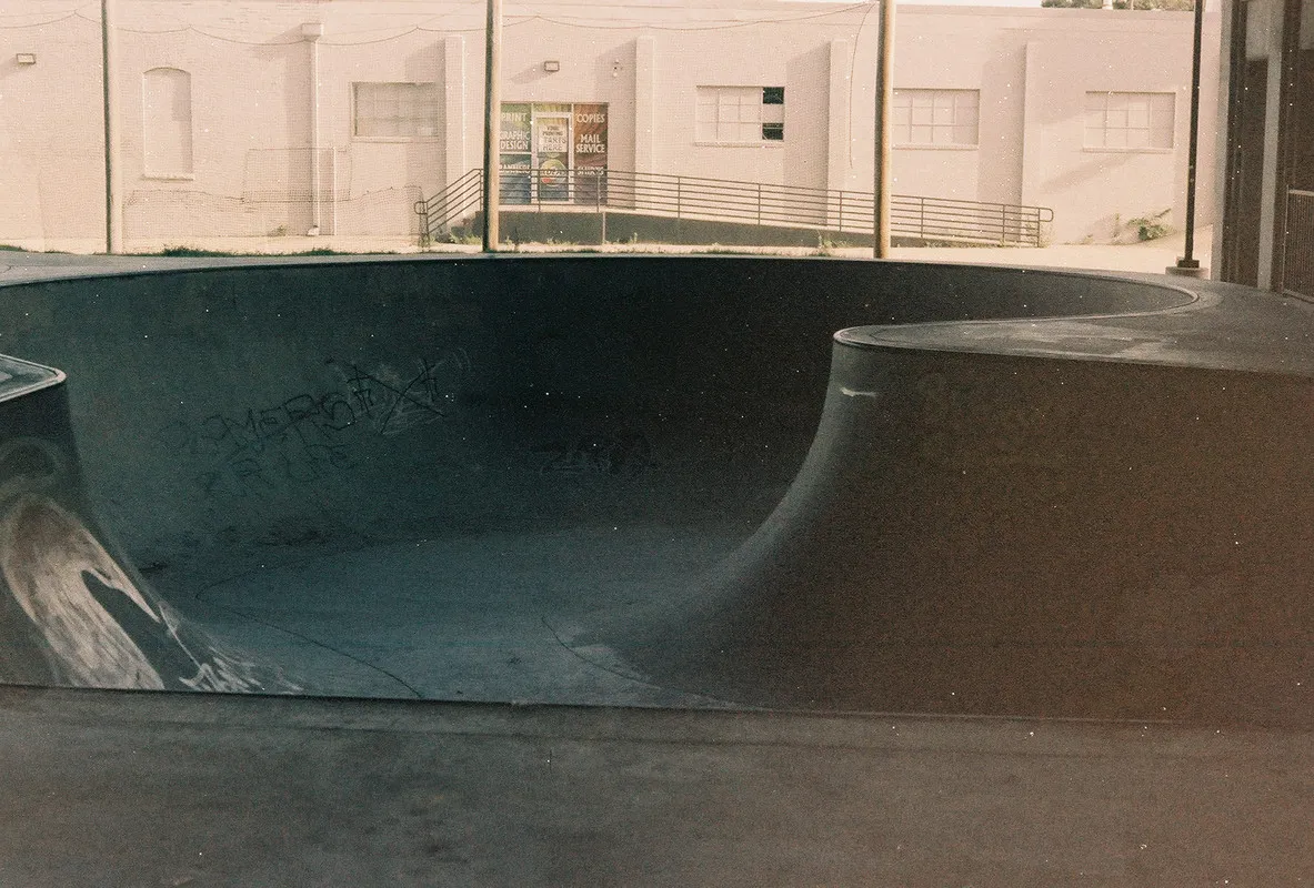 the bowl of a skate park