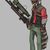 A painting of the sniper from TF2 as a cute and grumpy raccoon