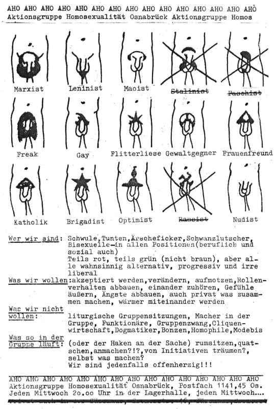 A poster with a grid of illustrated crotches where the pubes are groomed to look like various political leaders and symbols. "Marxist" has pubic hair that looks like Karl Marx; "Leninist" has Lenin's goatee on the ballsack, "Maoist" has Mao's hair, "Fascist" has a Hitler stache and so on.