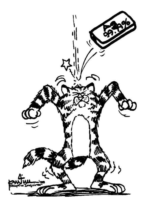 cartoon illustration of a tiger being bonked on the head by something