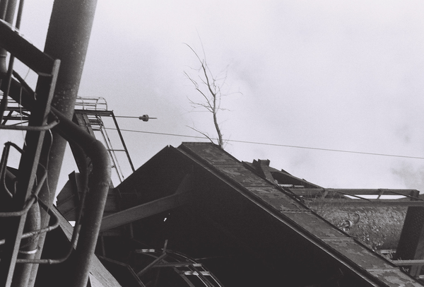 dead branch extending from a platform on the steel mill