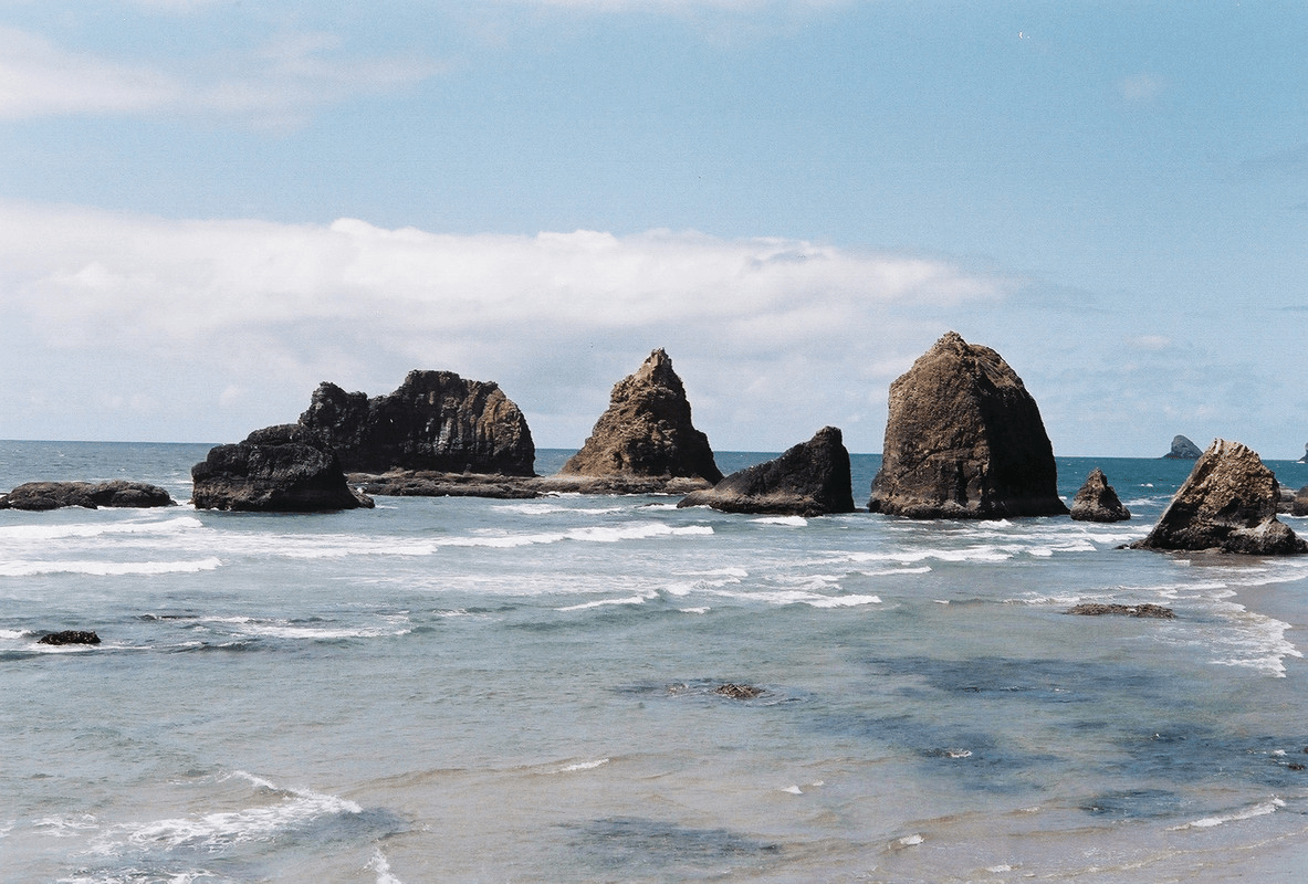 rocky extrusions on the coast of Oregon